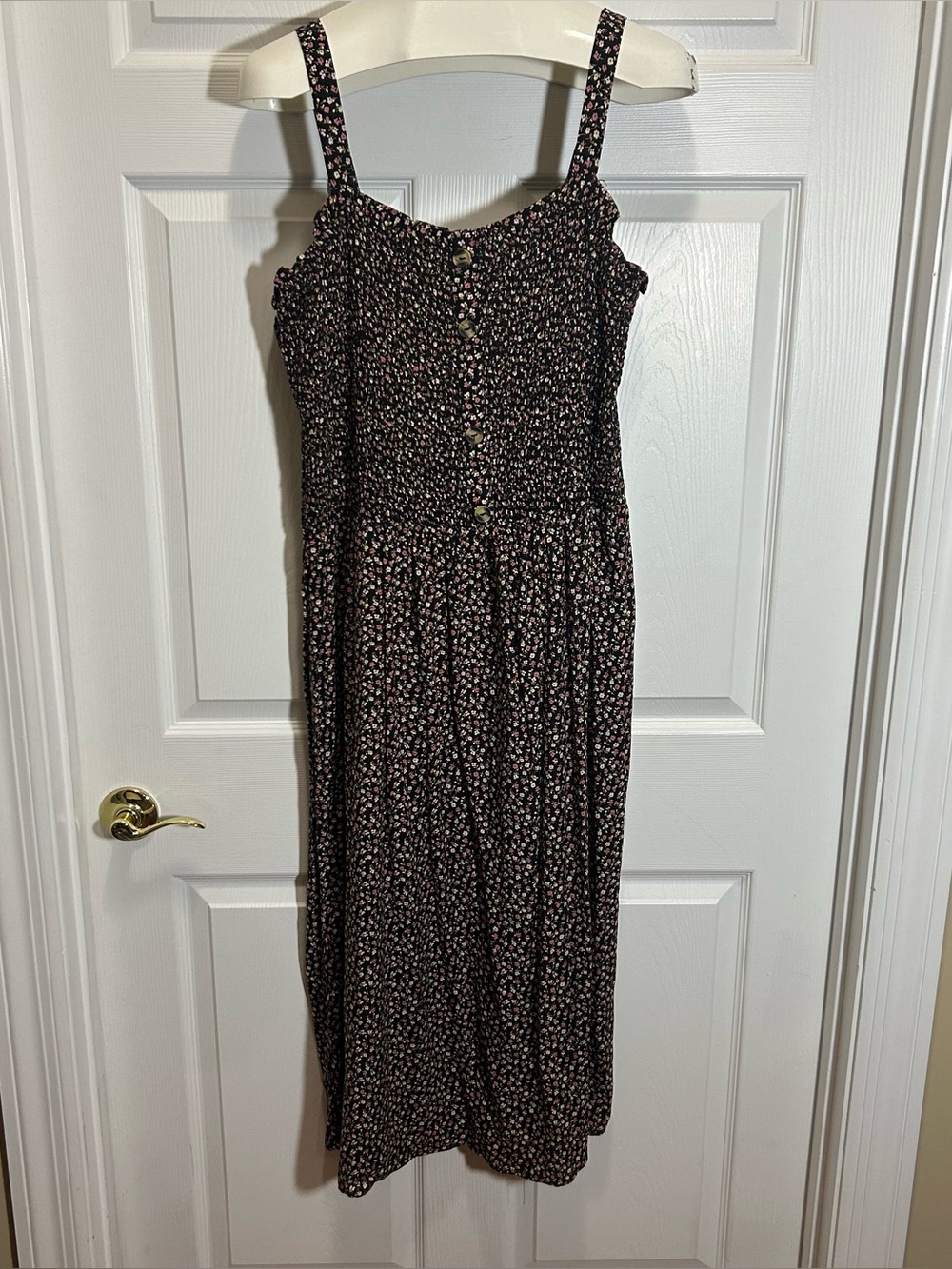 Liberty Love Black Midi Dress with Pink & Yellow Floral Print